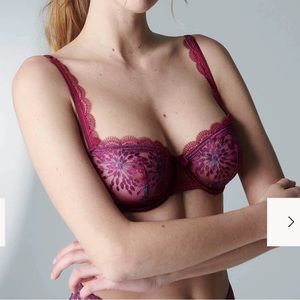 NWT Simone Perele Singuliere Sheer Demi - Syrah 32B